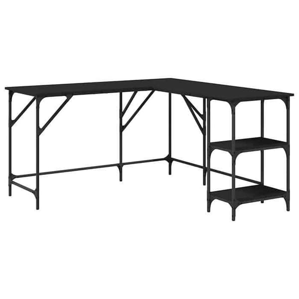 Maison Exclusive - Sort skrivebord 139x139x75 cm ingeniørtræ