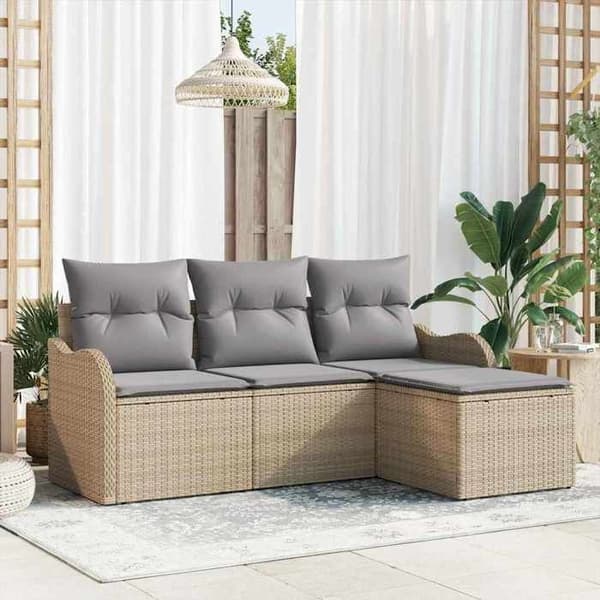 Maison Exclusive - 4 osan beige polyrottinkinen puutarhakalustesetti