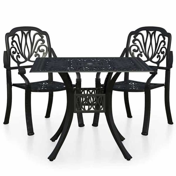 Maison Exclusive - Bistro sæt 3 stk Aluminium støbt Sort