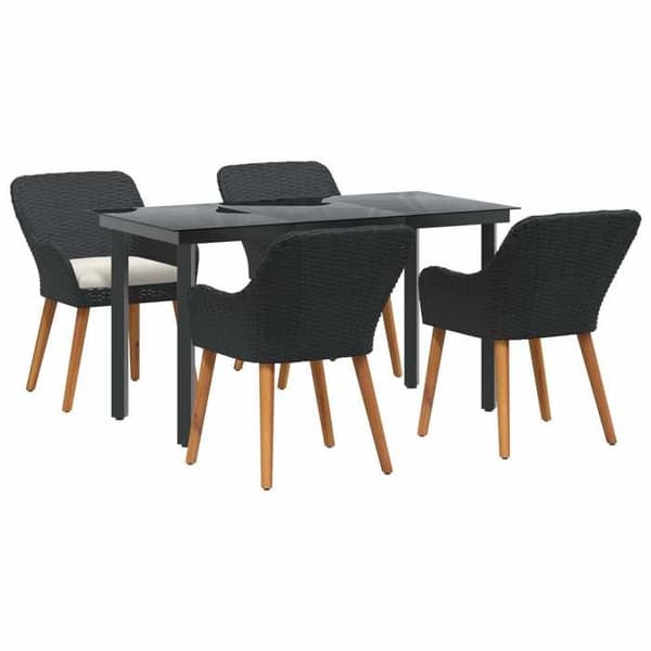 Maison Exclusive - 5 pc have spisebordssæt i sort polyrotin Svart