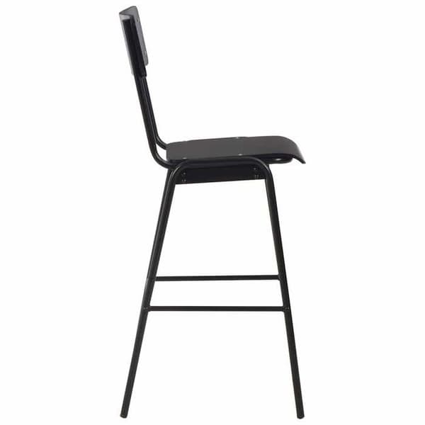 Maison Exclusive - Barstole sæt af 2 sort, solid krydsfiner og stål svart