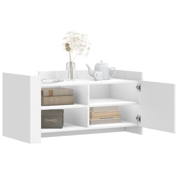 Bord - EKSKLUSIV HUS - 100 x 50 x 50 cm - Ingeniørtræ - Stort opbevaring - Vendbare paneler Vit