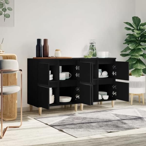 Maison Exclusive - Buffet 2 stk sort 60x35x70 cm ingeniørtræ