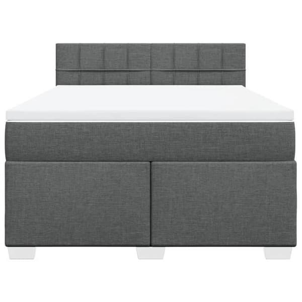 Maison Exclusive - Seng med lameller og madras Mørkegrå 160x200cm Stof