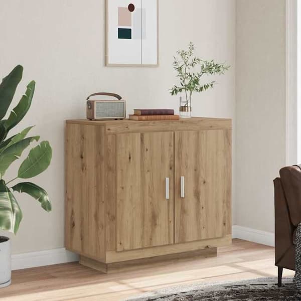 Buffet - EKSKLUSIVT HUS - 80x40x75 cm - Eg - Ingeniørtræ - 2 døre Ek