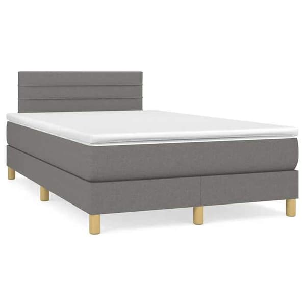 Maison Exclusive - Sengebund med lameller madras LED mørkegrå 120x190 cm stof