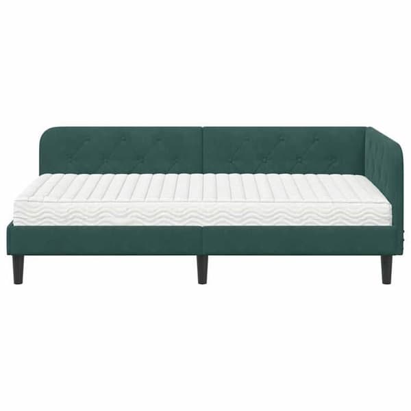 Maison Exclusive - Tummanvihreä kulmasänky 90 x 200 cm Sametti Mörkgrön