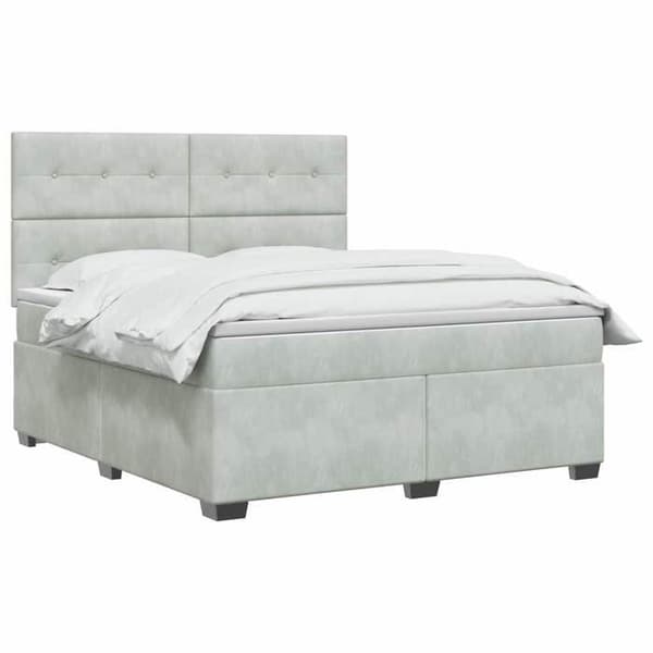 Maison Exclusive - Boxspring säng med madrass Ljusgrå 160 x 200 cm Sammet Ljusgrått