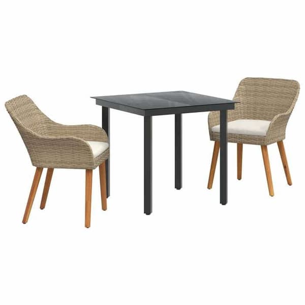 Maison Exclusive - 3-delars matgrupp för trädgård i beige polyrotting beige