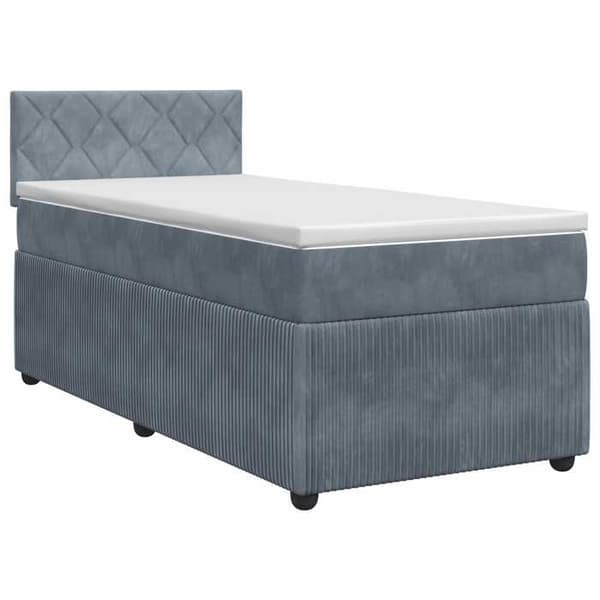 Seng med boxspring - MAISON EXCLUSIVE - Seng med boxspring - 90 x 200 cm - Mørkegrå velour - Medium-fast madras med pocketfjedre Mörkgrå