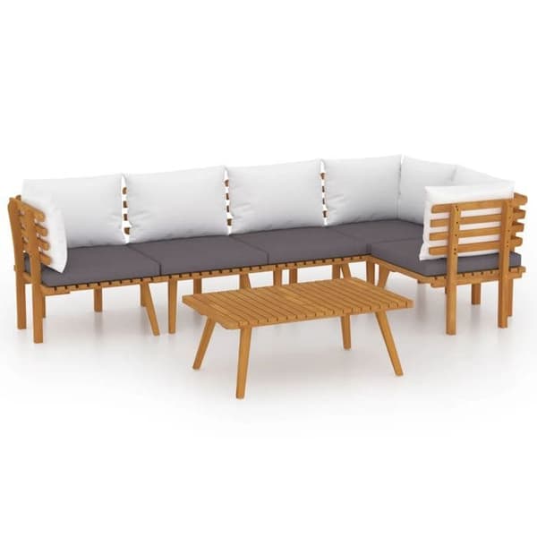 Maison Exclusive - Havegruppe 6 stk med puder i solid akacietræ