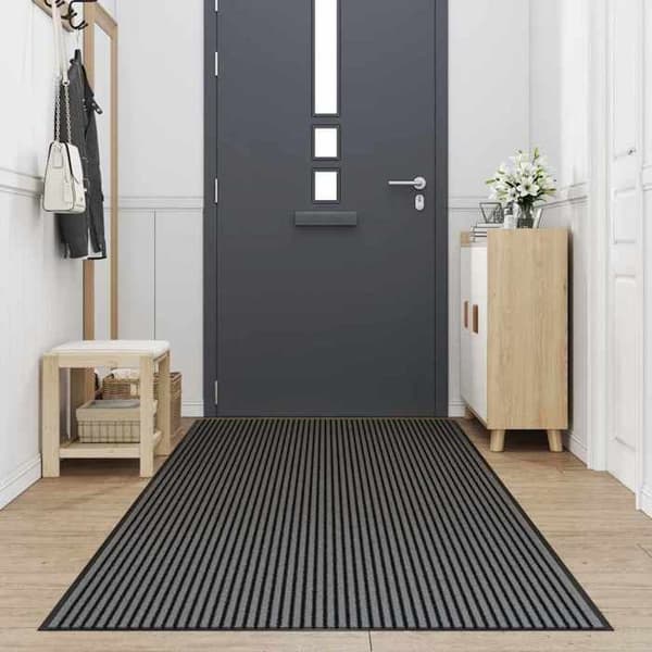 Maison Exclusive - Musta ja harmaa raidallinen matto 115x400 cm