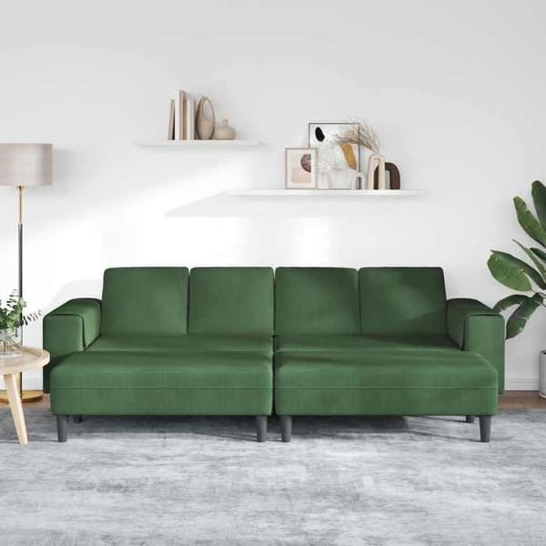Soffa - EXKLUSIVT HUS - Modern soffa - Mörkgrön - Andningsbar ribbad sammet - 250×188×76 cm Mörkgrön