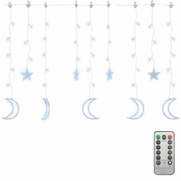 Lysguirlande - EKSKLUSIV HUS - Stjerne & Måne - 138 LED - 8 effekter - 3 m USB 5V kabel