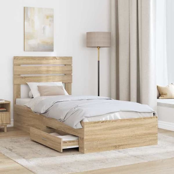 Maison Exclusive - Sängram Ek Sonoma 100 x 200 cm Ingenjörsträ