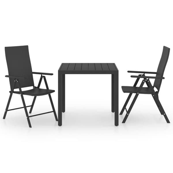 Maison Exclusive - 3 osan musta puutarhakalustesarja