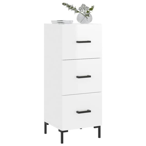 Maison Exclusive - Hvid glans buffet 34,5x34x90 cm Ingeniørtræ