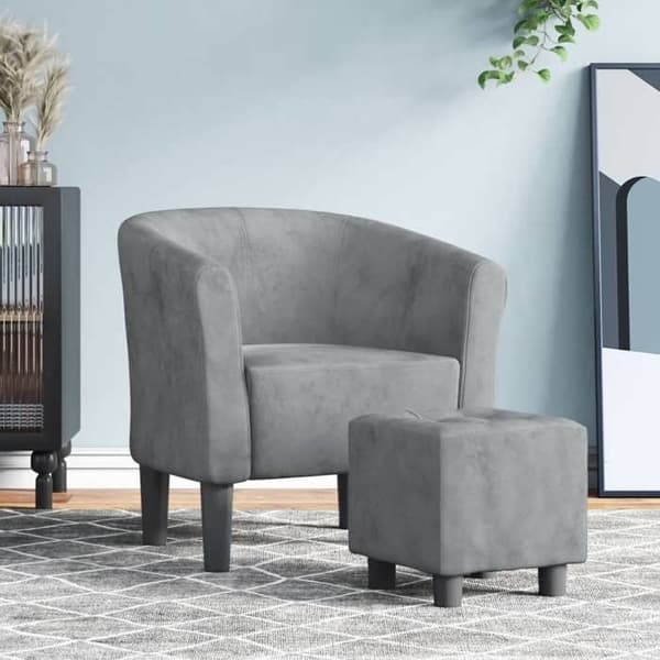 Maison Exclusive - Cabriolet stol med mørkegrå velour fodskammel