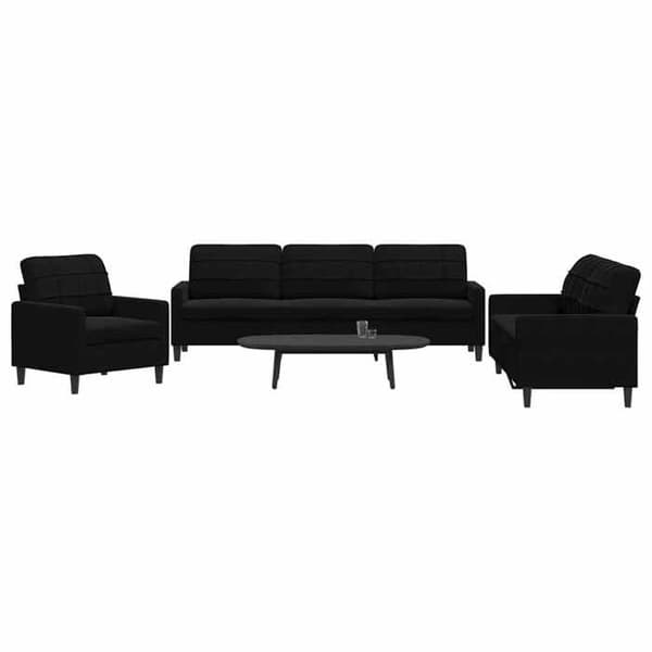 Maison Exclusive - Sæt af 3 sofaer med puder i sort velour