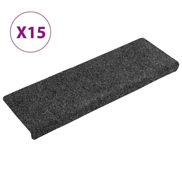 Maison Exclusive - Selvklæbende trappetæpper 15 stk. 65 x 21 x 4 cm Mørkegrå Rektangulær kant