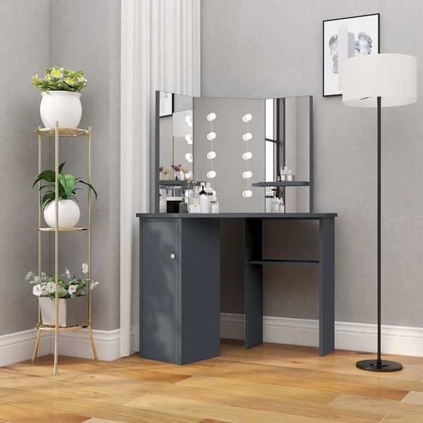 Maison Exclusive - Hörnskåp med LED Grå 111x54x141,5 cm Grå