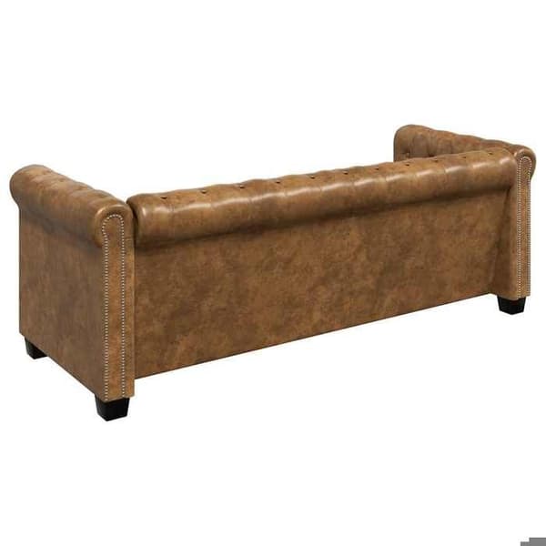 Maison Exclusive - Chesterfield soffa 3 platser i konstläder brun