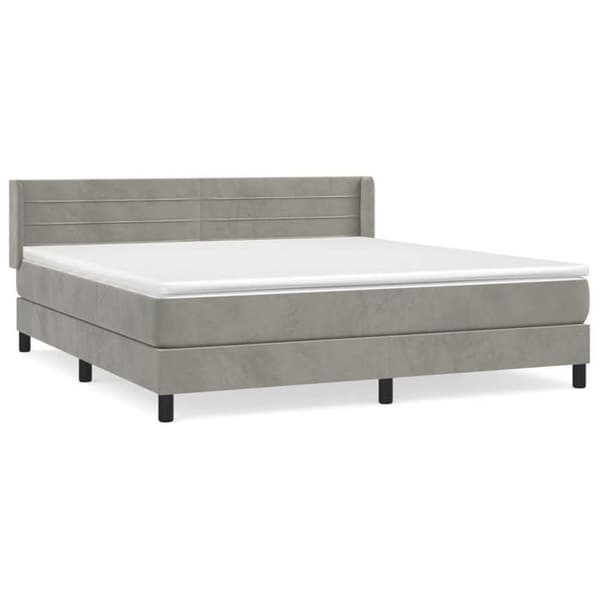 Maison Exclusive - Seng solid bund med socker og madras Grå 160x200cm Velour
