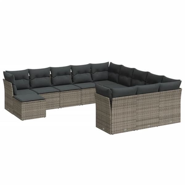 Maison Exclusive - Trädgårdsmöbler med kuddar 12 delar grå flätad resin