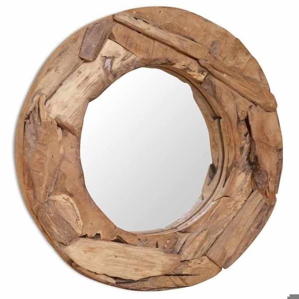 Maison Exclusive - Teakpuu koristepeili 60 cm Pyöreä brun