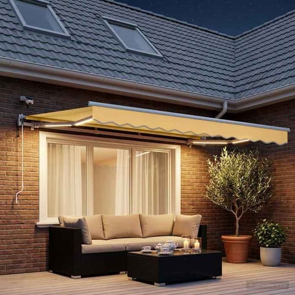 Maison Exclusive - Elektrisk markis med LED och sensor 3 x 2,5 m Sand Sand