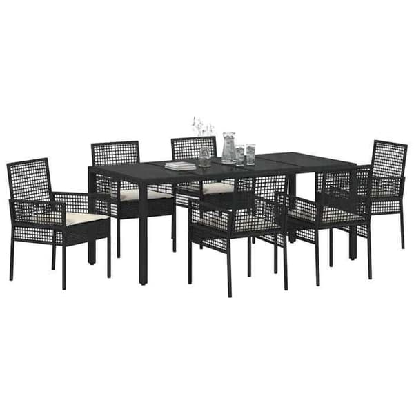 Maison Exclusive - 7 pc have spisebordssæt i sort polyrotin