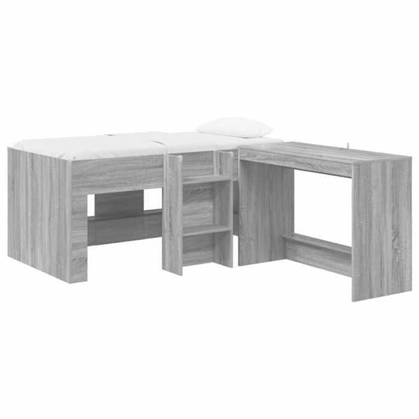 Maison Exclusive - Hög säng för barn med skrivbord 2 st Sonoma grå