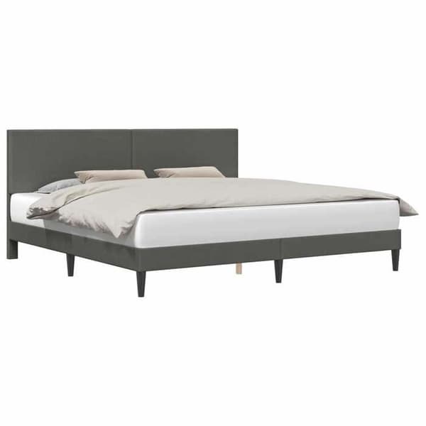 Maison Exclusive - Sängram Mörkgrå 200 x 200 cm Tyg i ribbad sammet