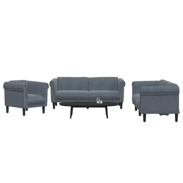 Maison Exclusive - 3 kpl tummanharmaita samettisohvia Mörkgrå