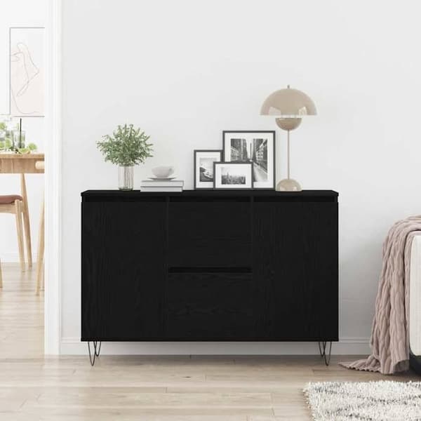 Maison Exclusive - Buffet Sort egetræ 101,5 x 35 x 70 cm Ingeniørtræ svart ek