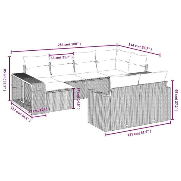 Maison Exclusive - Trädgårdsmöbler med kuddar 10 delar grå flätad resin