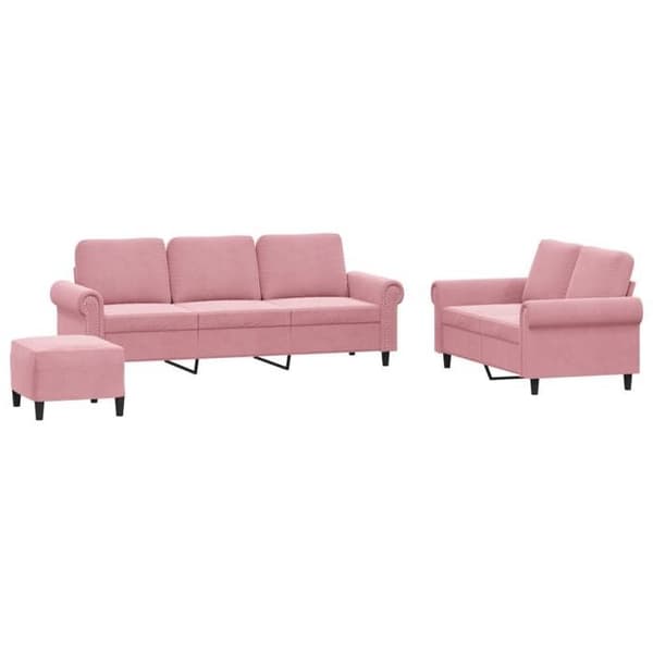 Maison Exclusive - Sæt af 3 sofaer med puder i rosa velour