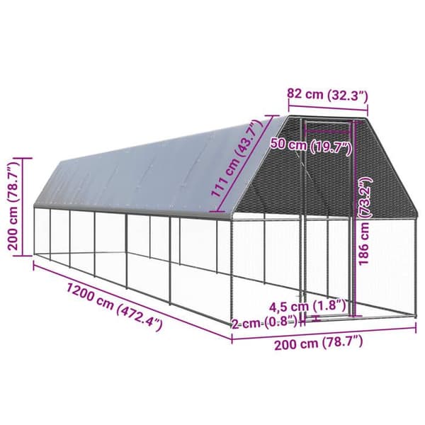 Maison Exclusive - Utomhus hönshus 2x12x2 m Galvaniserat stål