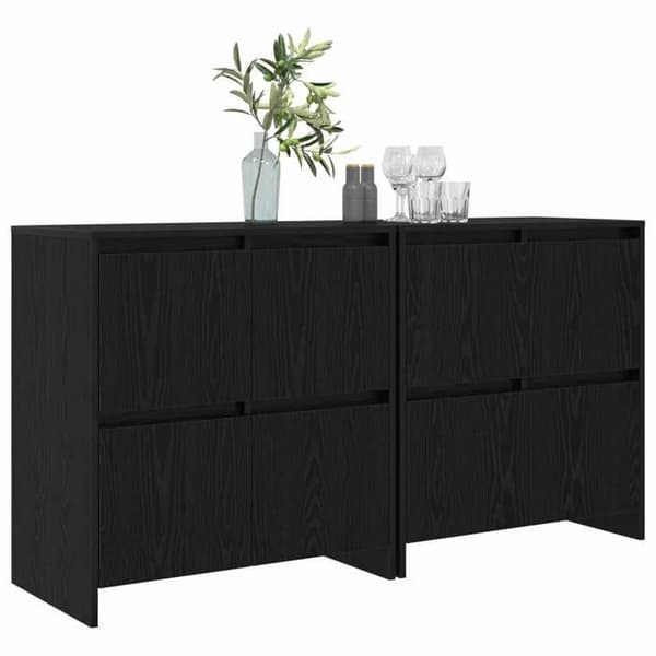 Maison Exclusive - Buffeter 2 stk Sort eg 70 x 41 x 75 cm Ingeniørtræ svart ek