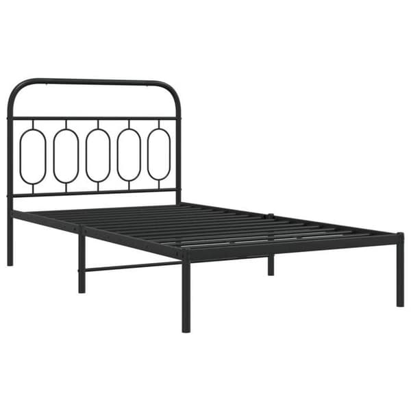 Sengestel - EKSKLUSIV HUS - 107 x 203 cm - Sort stål - Hovedgærde inkl. - Opbevaring under seng Svart