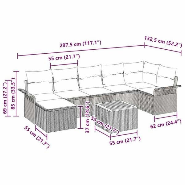 Maison Exclusive - 8 osan beige polyrottinkinen puutarhakalustesetti