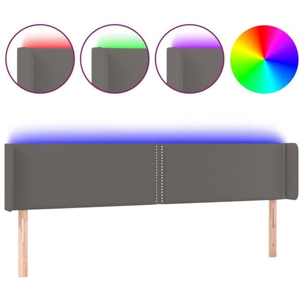 Maison Exclusive - LED Hovedgærde Grå 203x16x78/88 cm Simil læder
