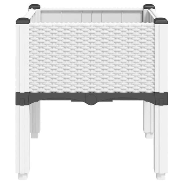 Jardiniär - EXKLUSIVT HUS - Rattanutseende - 40x40x42 cm - Stötsäker polypropen - Vit Vit
