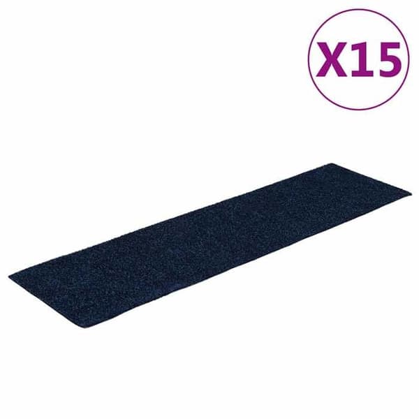 Maison Exclusive - Selvklæbende trappetæpper 15 stk. 76 x 20 cm Mørkeblå Rektangulær