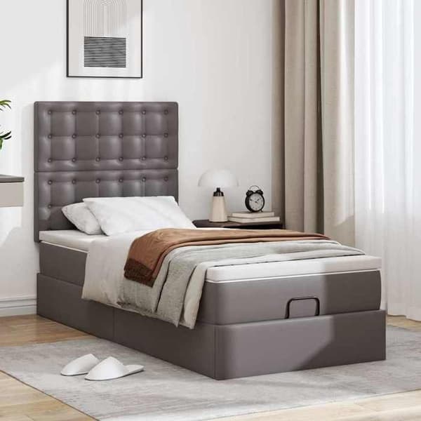 Sängsoffa - Maison Exclusive - Grå konstläder - 90x190 cm - Hydraulisk förvaring Grå
