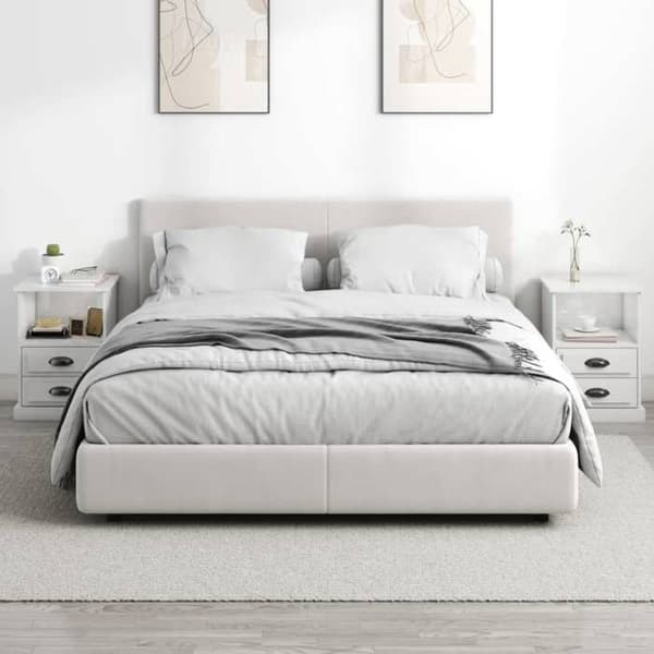Maison Exclusive - Natborde 2 stk hvid glans 43x36x60 cm lysande vit