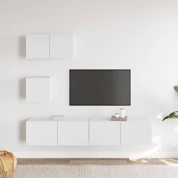 Maison Exclusive - TV-möbelset 4 delar Vit Ingenjörsträ Vit