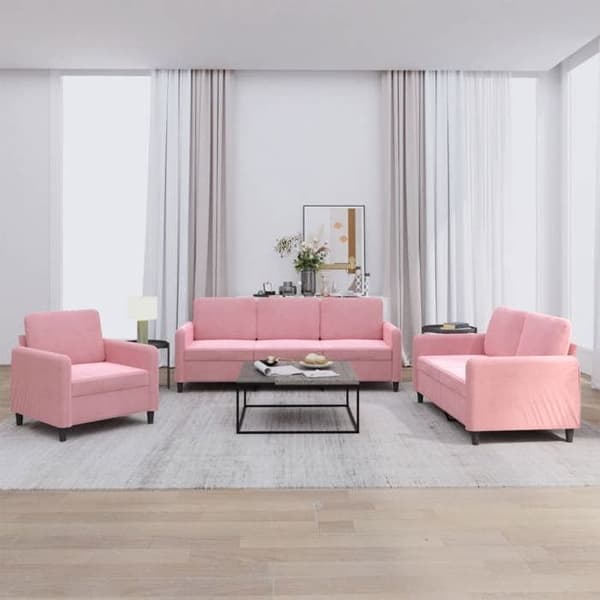 Maison Exclusive - 3 kpl vaaleanpunaisia samettisohvia