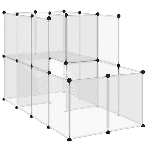 Bur til små dyr - EKSKLUSIV HUS - 142x74x93 cm - PP-paneler - Stålstruktur - Platform & stige