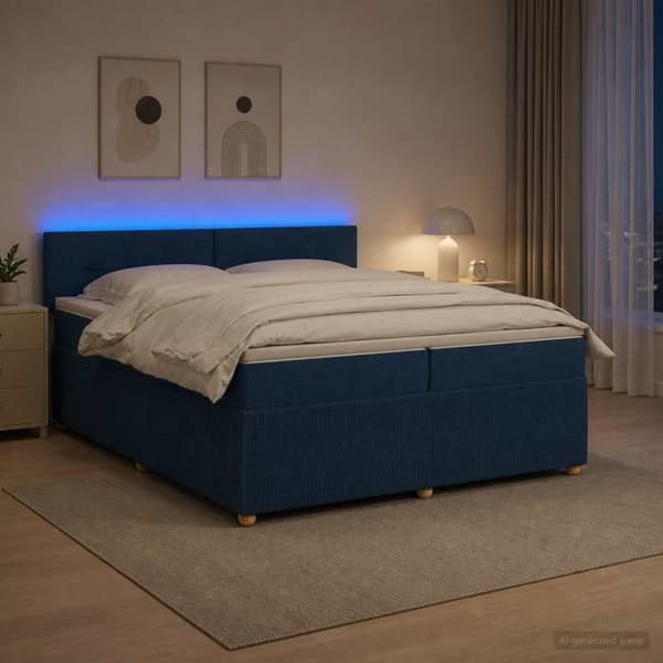 Maison Exclusive - Boxspring-sänky sinisellä patjalla 200 x 200 cm Kangas Blå